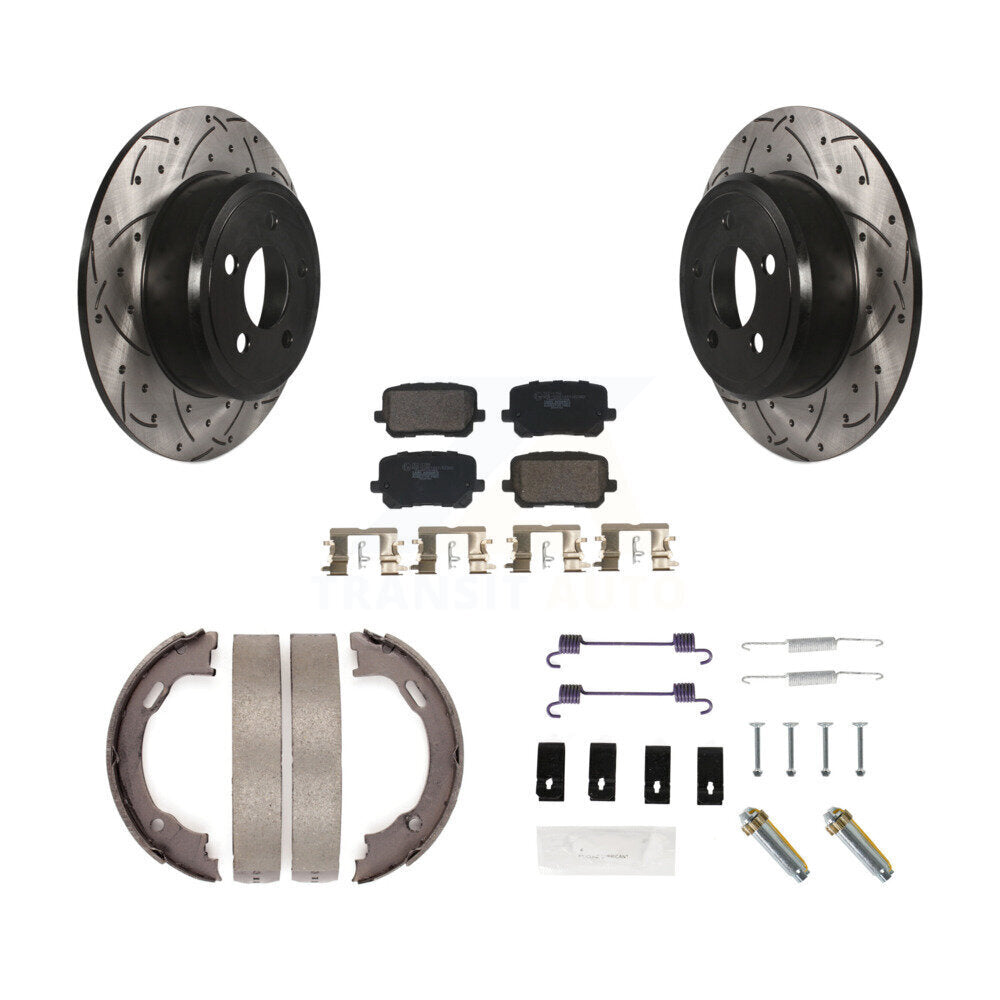 Disque arrière, Rotors percés et fendus, plaquettes en céramique, Kit de quincaillerie pour chaussures de stationnement pour