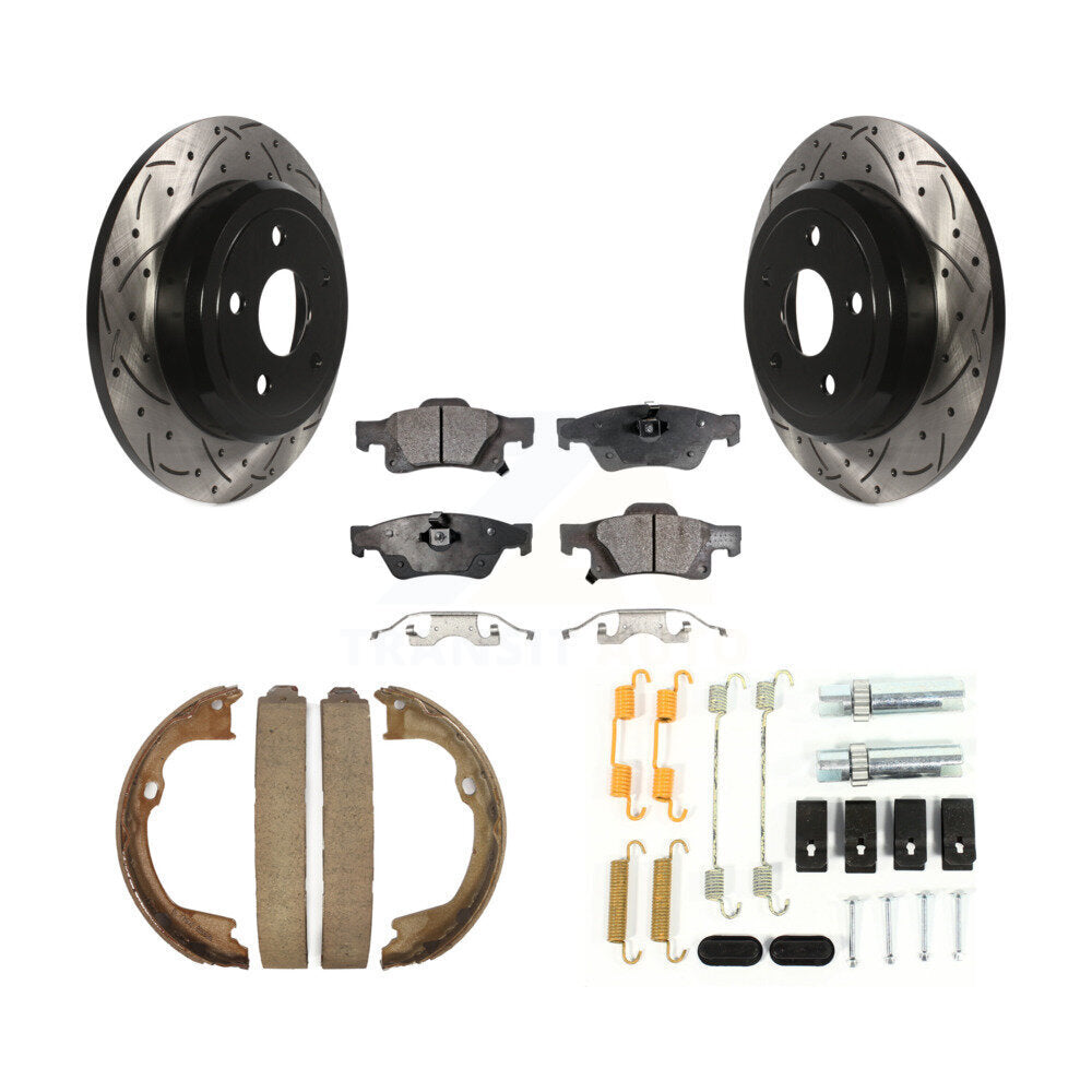Disque arrière, Rotors percés et fendus, plaquettes en céramique, Kit de quincaillerie pour chaussures de stationnement pour