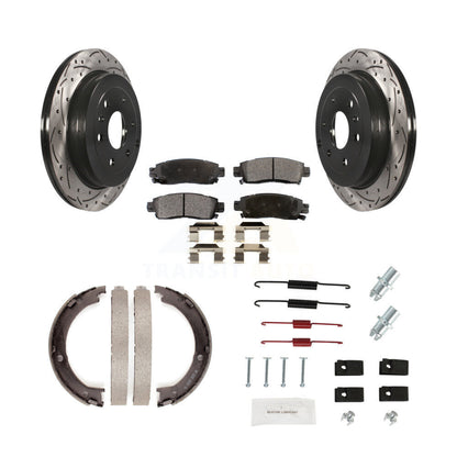 Disque arrière, Rotors percés et fendus, plaquettes en céramique, Kit de quincaillerie pour chaussures de stationnement pour