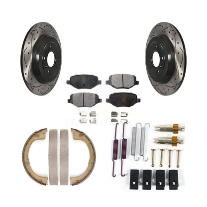 Disque arrière, Rotors percés et fendus, plaquettes en céramique, Kit de quincaillerie pour chaussures de stationnement pour