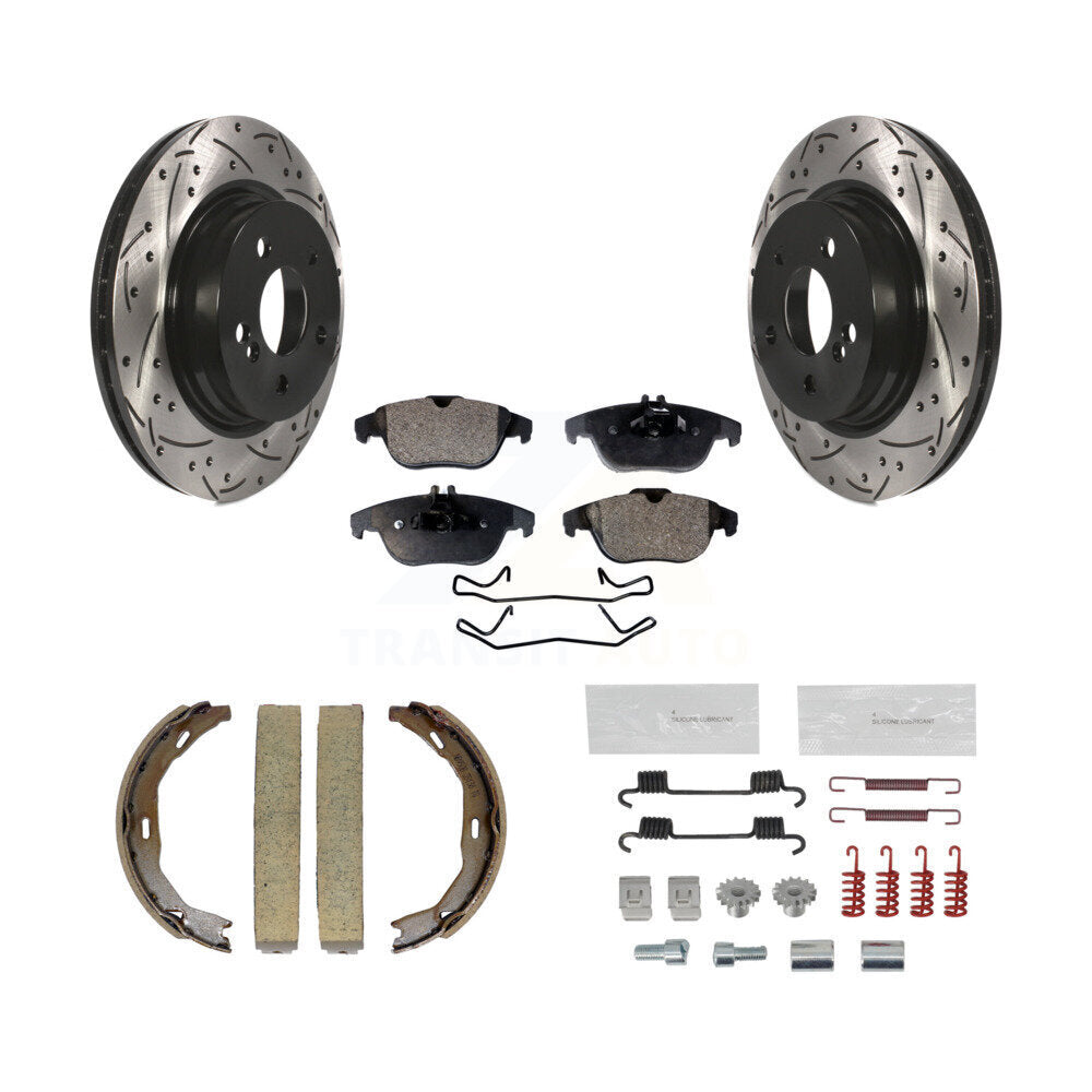 Disque arrière, Rotors percés et fendus, plaquettes en céramique, Kit de quincaillerie pour chaussures de stationnement pour