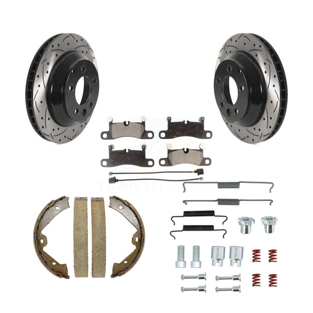 Disque arrière, Rotors percés et fendus, plaquettes en céramique, Kit de quincaillerie pour chaussures de stationnement pour