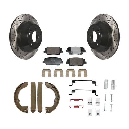 Disque arrière, Rotors percés et fendus, plaquettes en céramique, Kit de quincaillerie pour chaussures de stationnement pour