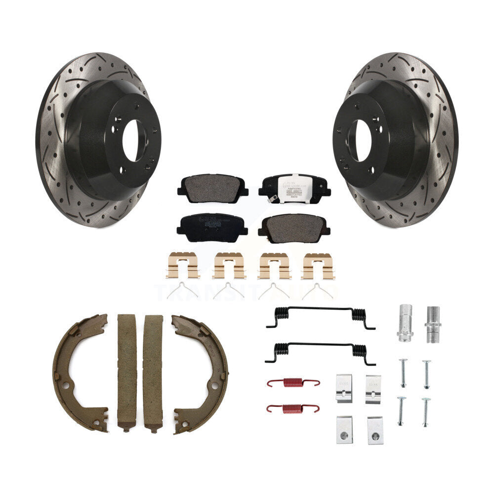 Disque arrière, Rotors percés et fendus, plaquettes en céramique, Kit de quincaillerie pour chaussures de stationnement pour