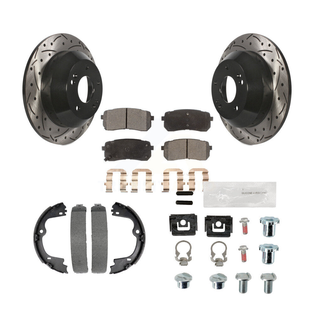 Disque arrière, Rotors percés et fendus, plaquettes en céramique, Kit de quincaillerie pour chaussures de stationnement pour