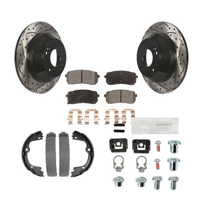 Disque arrière, Rotors percés et fendus, plaquettes en céramique, Kit de quincaillerie pour chaussures de stationnement pour