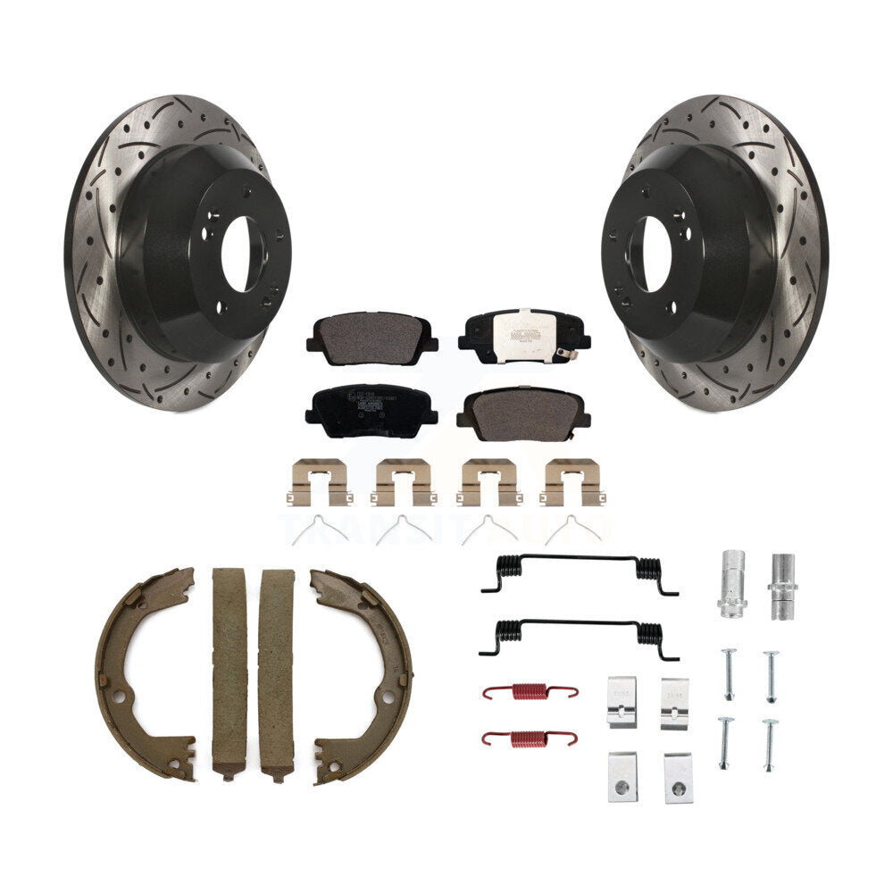 Disque arrière, Rotors percés et fendus, plaquettes en céramique, Kit de quincaillerie pour chaussures de stationnement pour