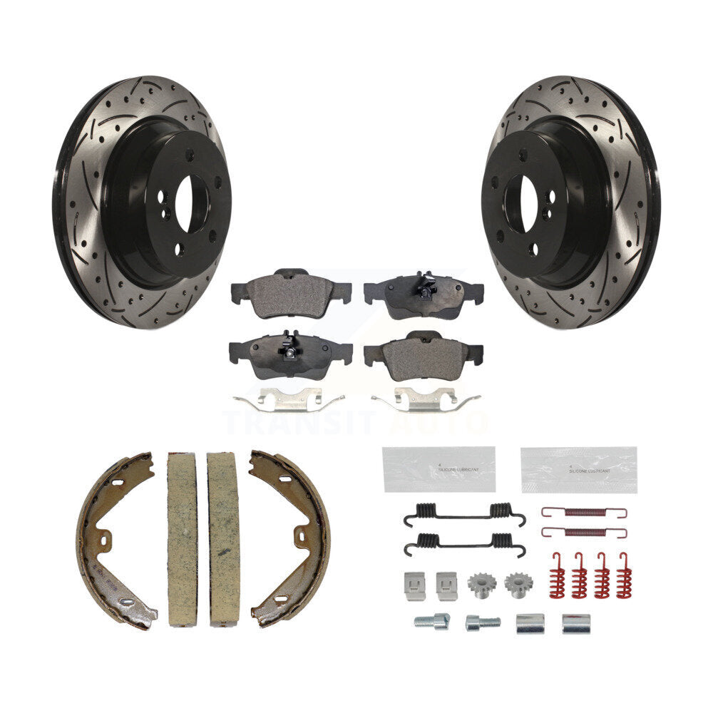 Disque arrière, Rotors percés et fendus, plaquettes en céramique, Kit de quincaillerie pour chaussures de stationnement pour
