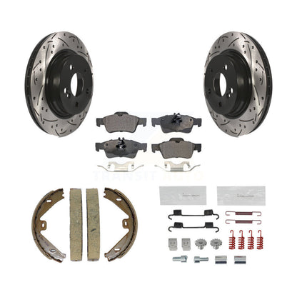 Disque arrière, Rotors percés et fendus, plaquettes en céramique, Kit de quincaillerie pour chaussures de stationnement pour