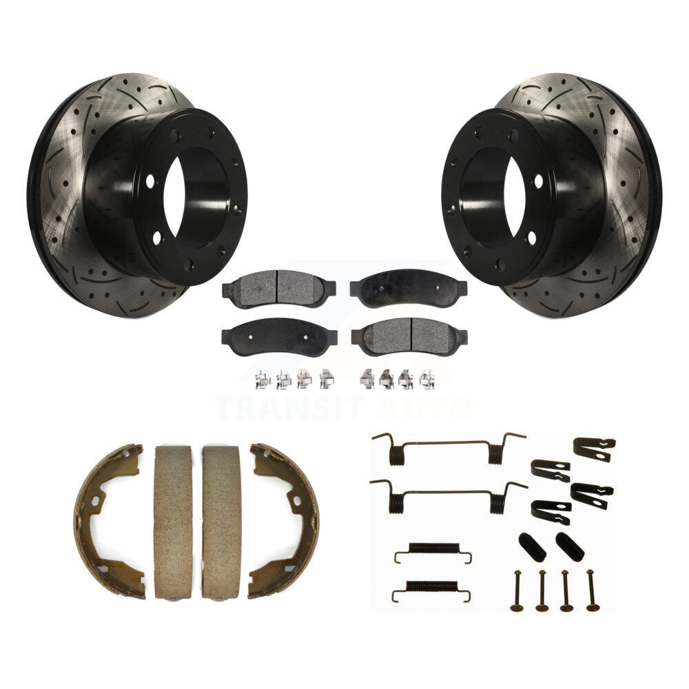 Disque arrière, Rotors percés et fendus, plaquettes en céramique, Kit de quincaillerie pour chaussures de stationnement pour