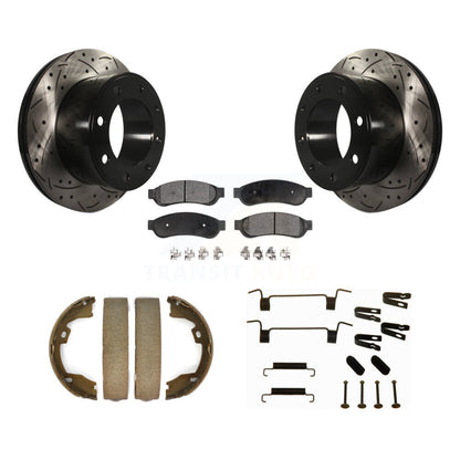 Disque arrière, Rotors percés et fendus, plaquettes en céramique, Kit de quincaillerie pour chaussures de stationnement pour