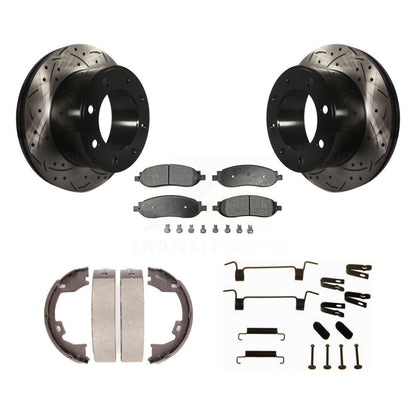 Disque arrière, Rotors percés et fendus, plaquettes en céramique, Kit de quincaillerie pour chaussures de stationnement pour