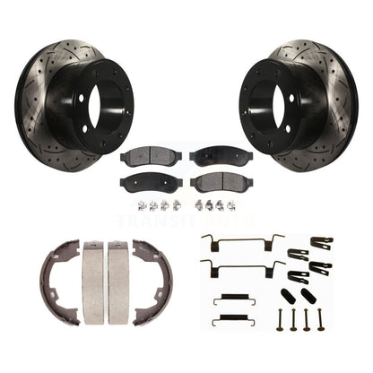 Disque arrière, Rotors percés et fendus, plaquettes en céramique, Kit de quincaillerie pour chaussures de stationnement pour