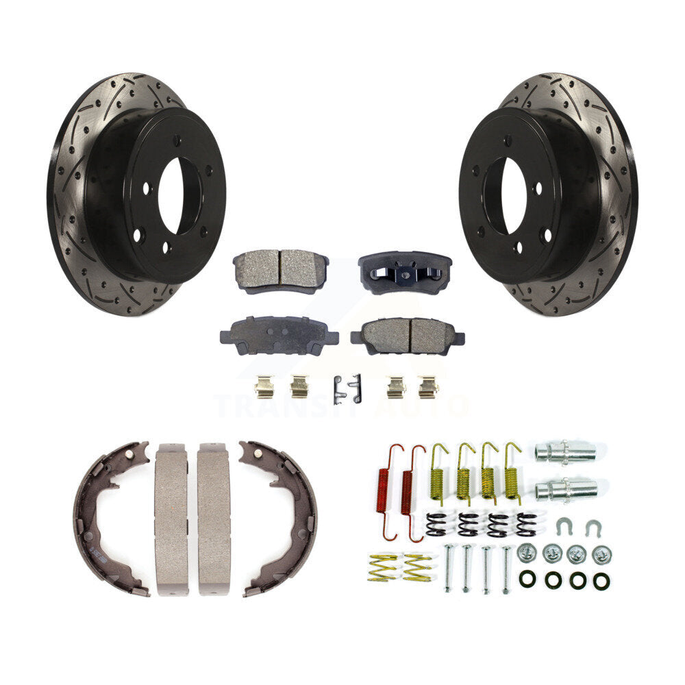 Disque arrière, Rotors percés et fendus, plaquettes en céramique, Kit de quincaillerie pour chaussures de stationnement pour