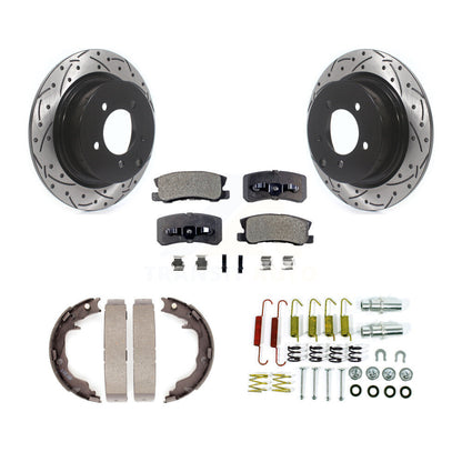 Disque arrière, Rotors percés et fendus, plaquettes en céramique, Kit de quincaillerie pour chaussures de stationnement pour