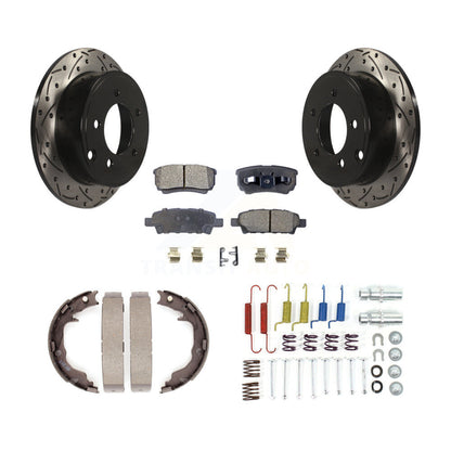 Disque arrière, Rotors percés et fendus, plaquettes en céramique, Kit de quincaillerie pour chaussures de stationnement pour