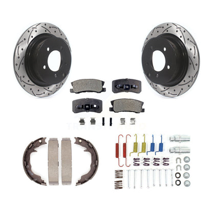 Disque arrière, Rotors percés et fendus, plaquettes en céramique, Kit de quincaillerie pour chaussures de stationnement pour