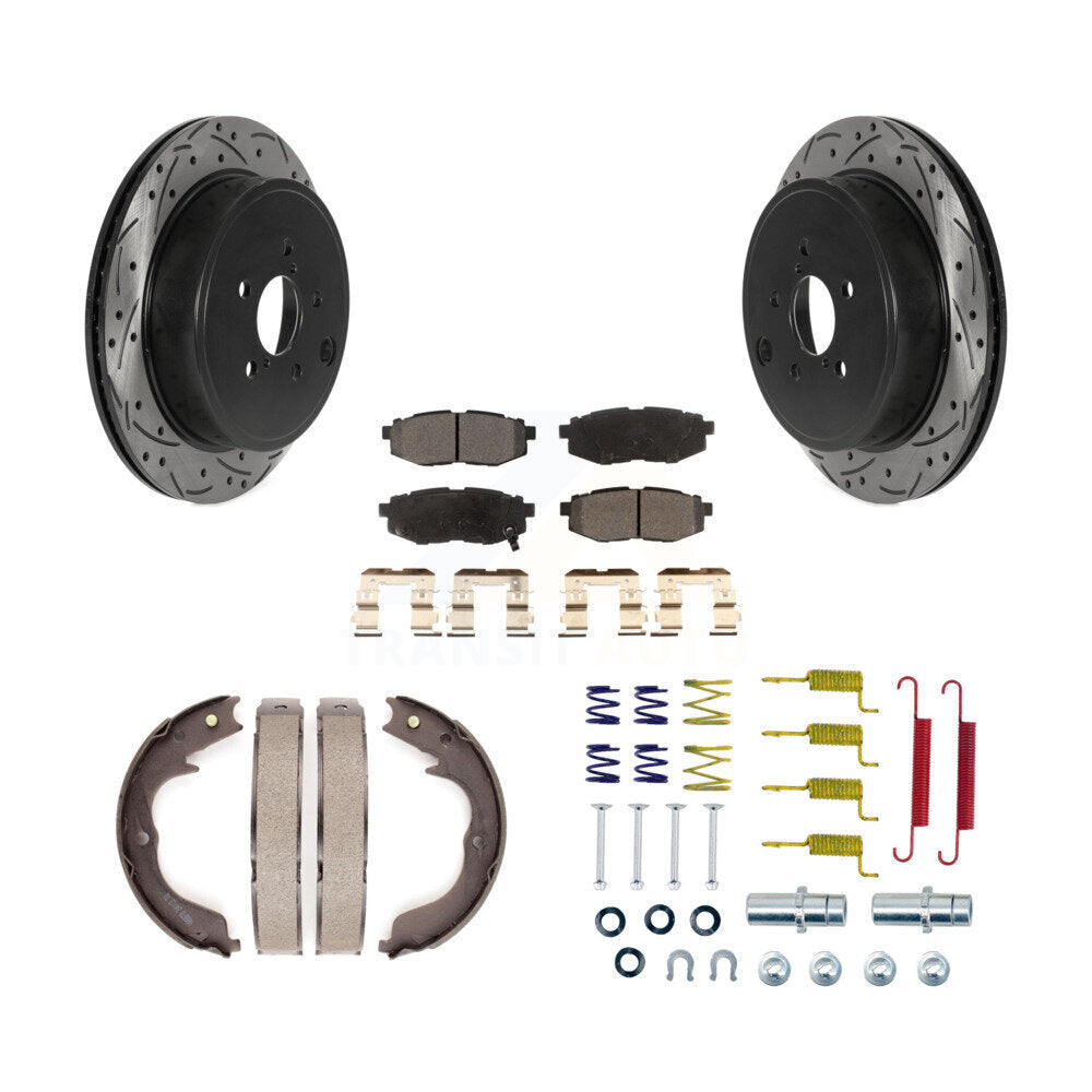 Disque arrière, Rotors percés et fendus, plaquettes en céramique, Kit de quincaillerie pour chaussures de stationnement pour