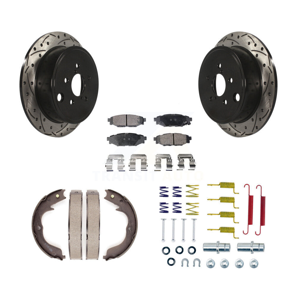 Disque arrière, Rotors percés et fendus, plaquettes en céramique, Kit de quincaillerie pour chaussures de stationnement pour