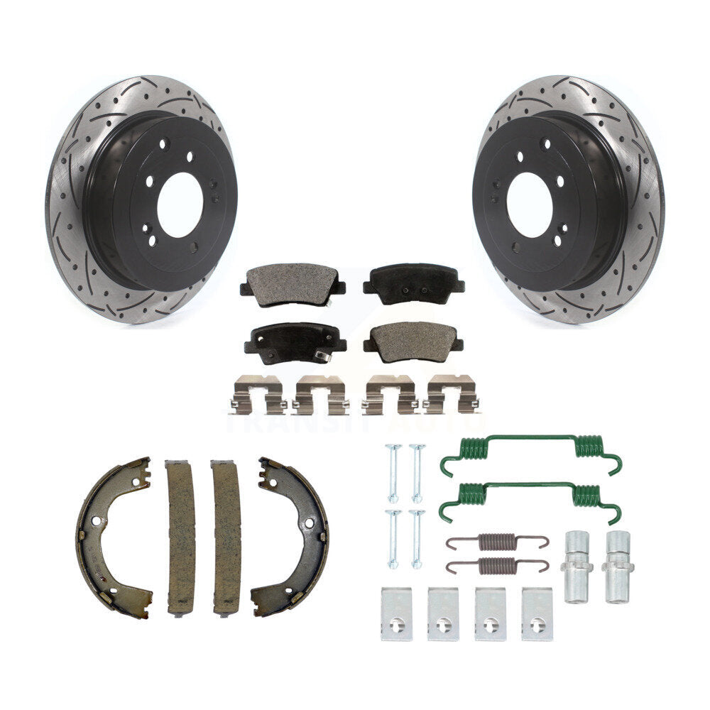 Disque arrière, Rotors percés et fendus, plaquettes en céramique, Kit de quincaillerie pour chaussures de stationnement pour