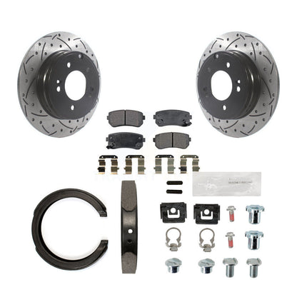 Disque arrière, Rotors percés et fendus, plaquettes en céramique, Kit de quincaillerie pour chaussures de stationnement pour