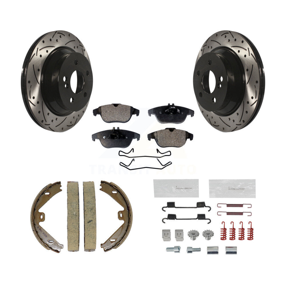 Disque arrière, Rotors percés et fendus, plaquettes en céramique, Kit de quincaillerie pour chaussures de stationnement pour