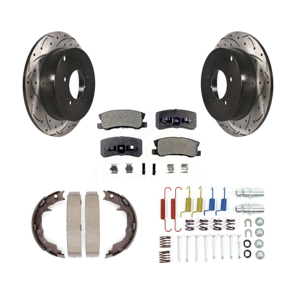 Disque arrière, Rotors percés et fendus, plaquettes en céramique, Kit de quincaillerie pour chaussures de stationnement pour