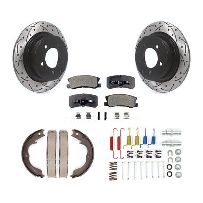 Disque arrière, Rotors percés et fendus, plaquettes en céramique, Kit de quincaillerie pour chaussures de stationnement pour