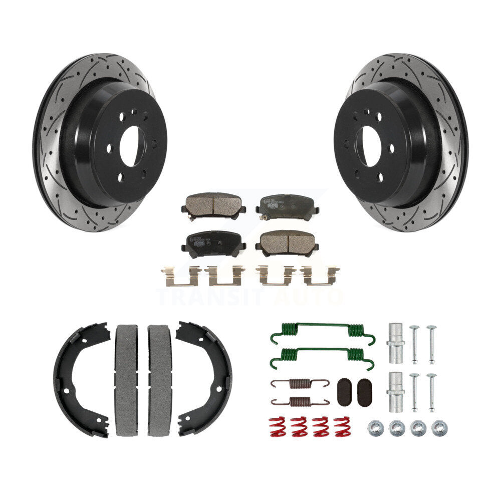 Disque arrière, Rotors percés et fendus, plaquettes en céramique, Kit de quincaillerie pour chaussures de stationnement pour