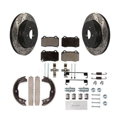Disque arrière, Rotors percés et fendus, plaquettes en céramique, Kit de quincaillerie pour chaussures de stationnement pour
