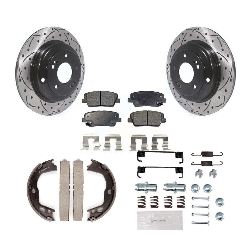 Disque arrière, Rotors percés et fendus, plaquettes en céramique, Kit de quincaillerie pour chaussures de stationnement pour