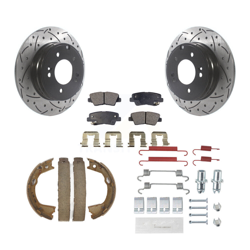 Disque arrière, Rotors percés et fendus, plaquettes en céramique, Kit de quincaillerie pour chaussures de stationnement pour
