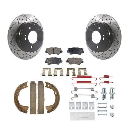 Disque arrière, Rotors percés et fendus, plaquettes en céramique, Kit de quincaillerie pour chaussures de stationnement pour
