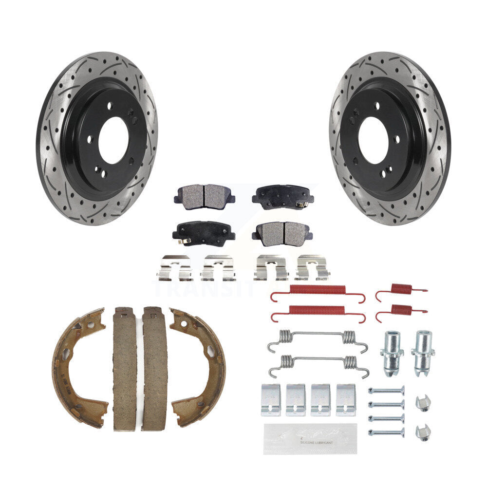 Disque arrière, Rotors percés et fendus, plaquettes en céramique, Kit de quincaillerie pour chaussures de stationnement pour