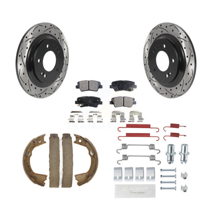 Disque arrière, Rotors percés et fendus, plaquettes en céramique, Kit de quincaillerie pour chaussures de stationnement pour