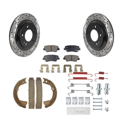 Disque arrière, Rotors percés et fendus, plaquettes en céramique, Kit de quincaillerie pour chaussures de stationnement pour