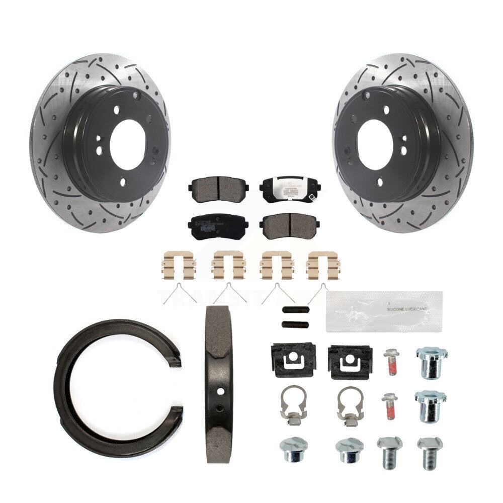 Disque arrière, Rotors percés et fendus, plaquettes en céramique, Kit de quincaillerie pour chaussures de stationnement pour