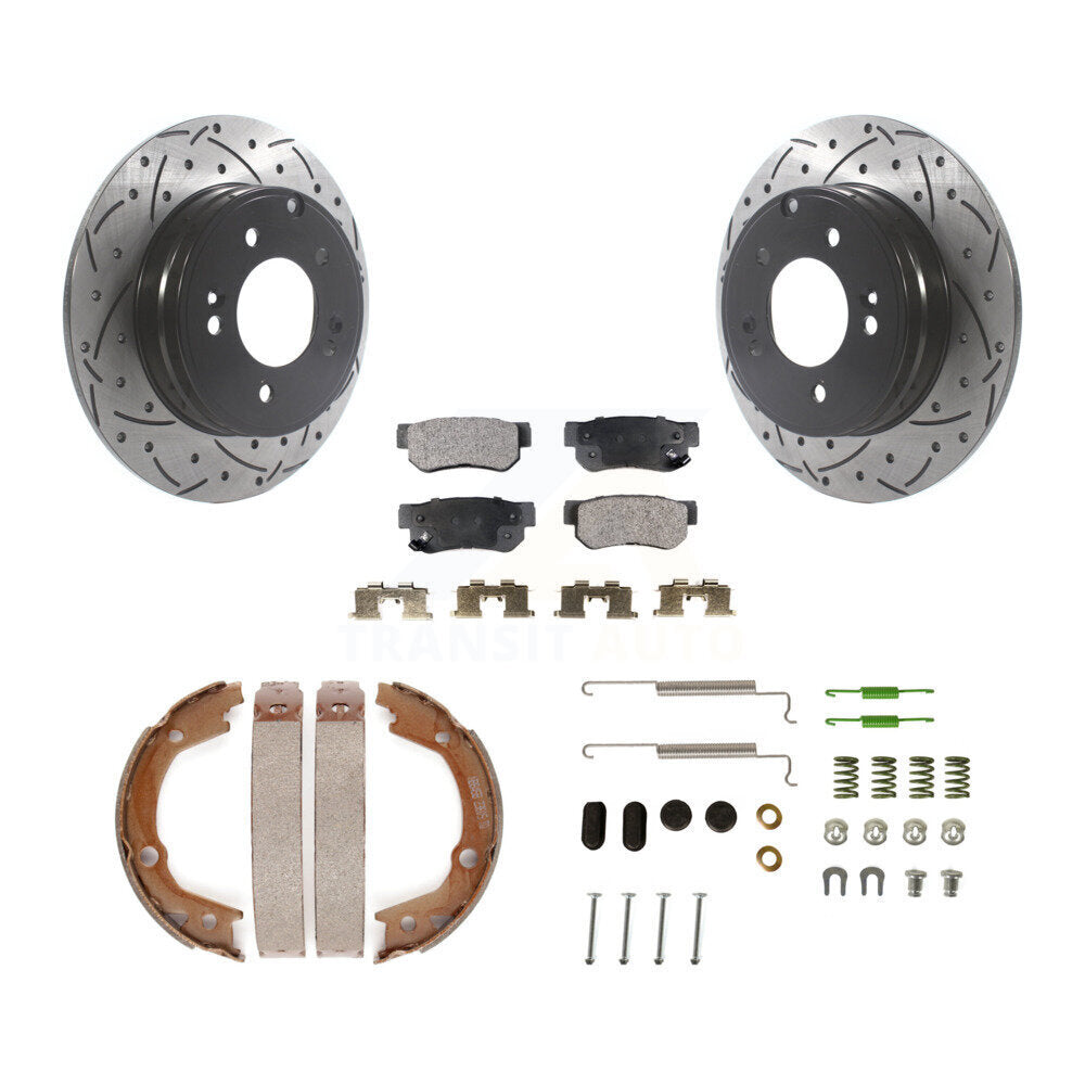 Disque arrière, Rotors percés et fendus, plaquettes en céramique, Kit de quincaillerie pour chaussures de stationnement pour