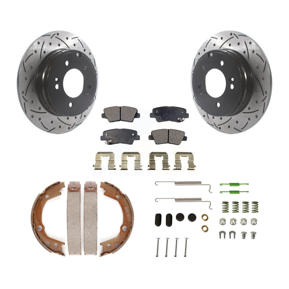 Disque arrière, Rotors percés et fendus, plaquettes en céramique, Kit de quincaillerie pour chaussures de stationnement pour