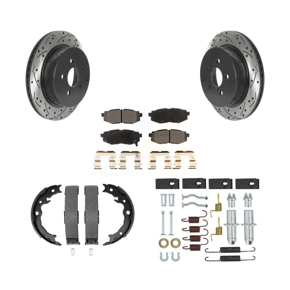 Disque arrière, Rotors percés et fendus, plaquettes en céramique, Kit de quincaillerie pour chaussures de stationnement pour