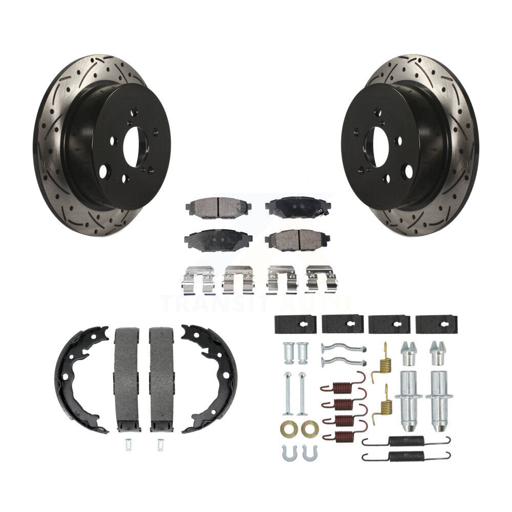 Disque arrière, Rotors percés et fendus, plaquettes en céramique, Kit de quincaillerie pour chaussures de stationnement pour
