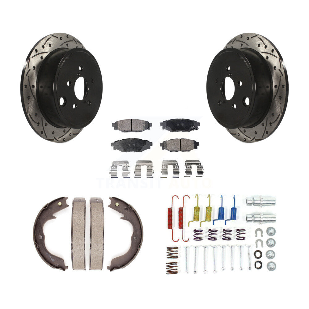 Disque arrière, Rotors percés et fendus, plaquettes en céramique, Kit de quincaillerie pour chaussures de stationnement pour