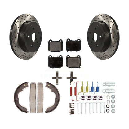 Disque arrière, Rotors percés et fendus, plaquettes en céramique, Kit de quincaillerie pour chaussures de stationnement pour