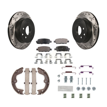 Disque arrière, Rotors percés et fendus, plaquettes en céramique, Kit de quincaillerie pour chaussures de stationnement pour