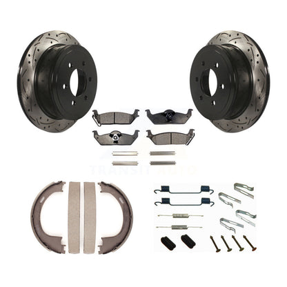 Disque arrière, Rotors percés et fendus, plaquettes en céramique, Kit de quincaillerie pour chaussures de stationnement pour