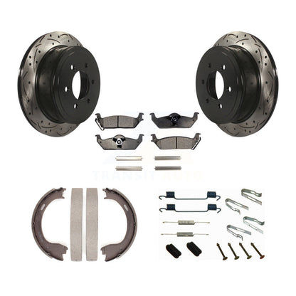 Disque arrière, Rotors percés et fendus, plaquettes en céramique, Kit de quincaillerie pour chaussures de stationnement pour