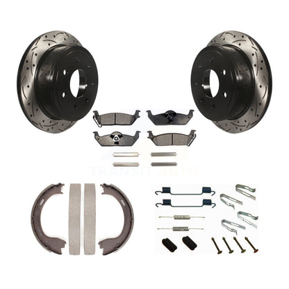 Disque arrière, Rotors percés et fendus, plaquettes en céramique, Kit de quincaillerie pour chaussures de stationnement pour