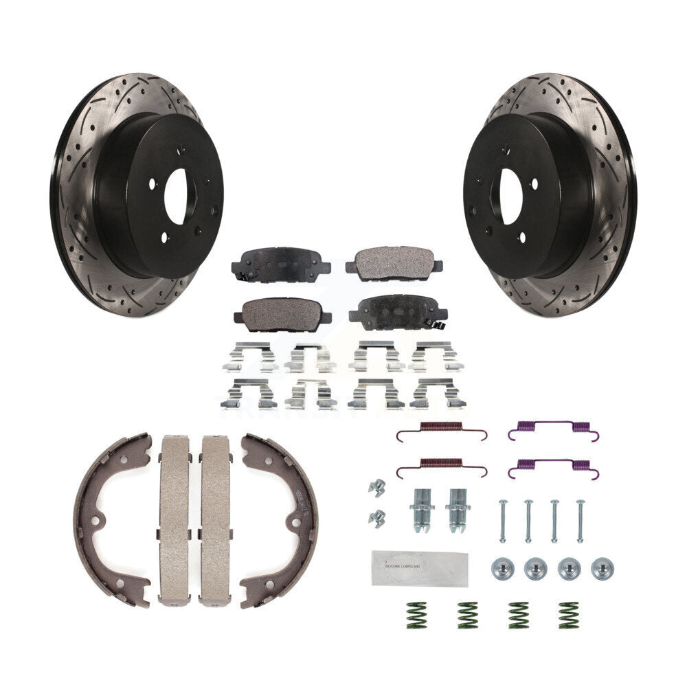 Disque arrière, Rotors percés et fendus, plaquettes en céramique, Kit de quincaillerie pour chaussures de stationnement pour