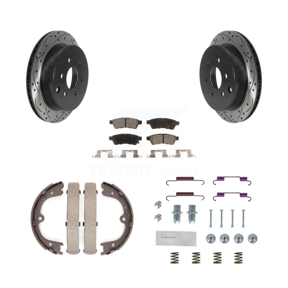 Disque arrière, Rotors percés et fendus, plaquettes en céramique, Kit de quincaillerie pour chaussures de stationnement pour