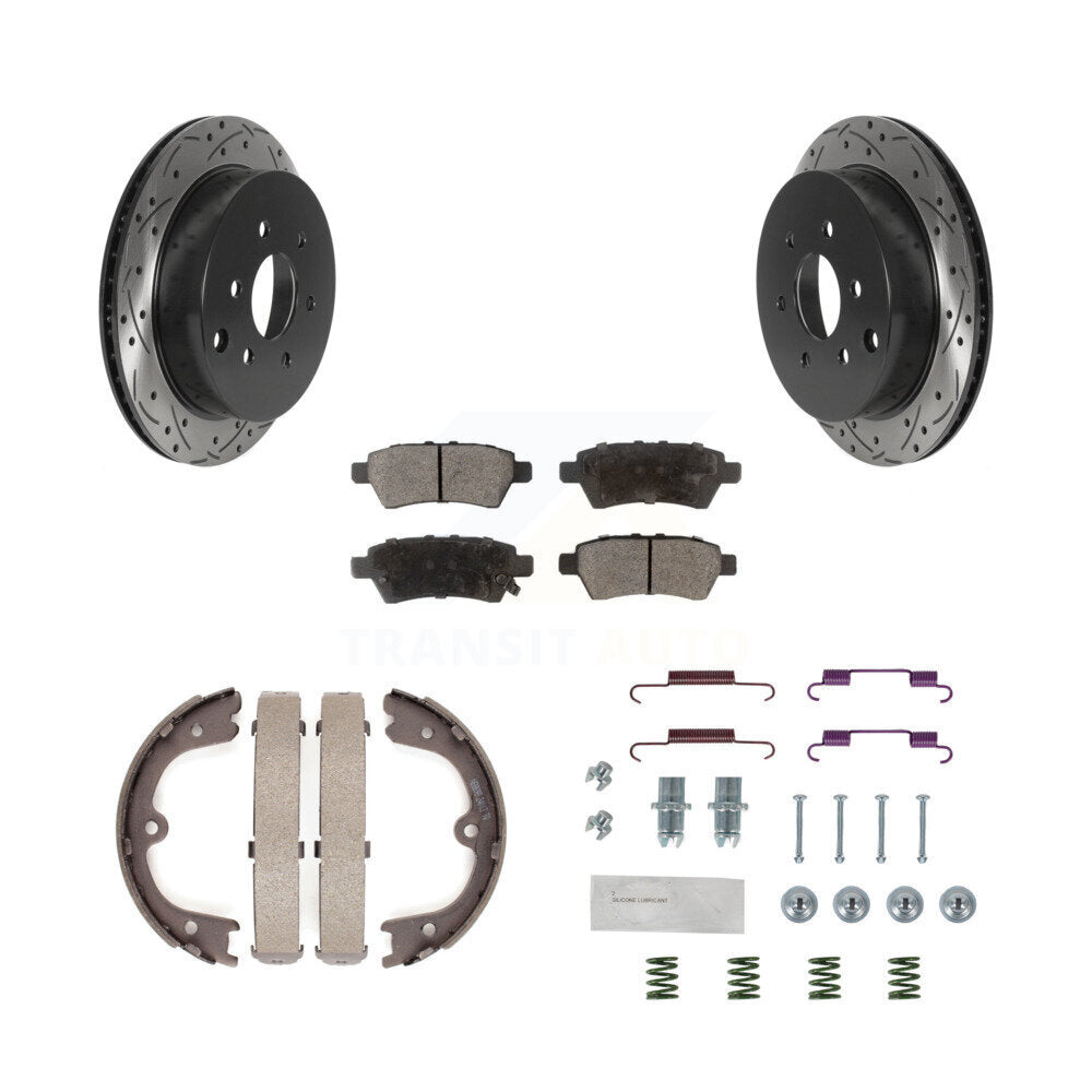 Disque arrière, Rotors percés et fendus, plaquettes en céramique, Kit de quincaillerie pour chaussures de stationnement pour